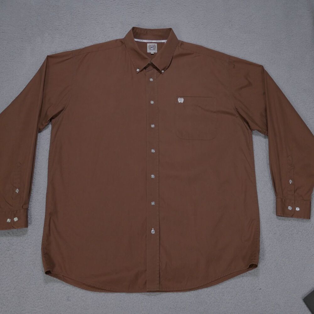 Cinch Shirt Mens XL Western Button Down Long Sleeve Cowboy Brown - Picture 2 of 15